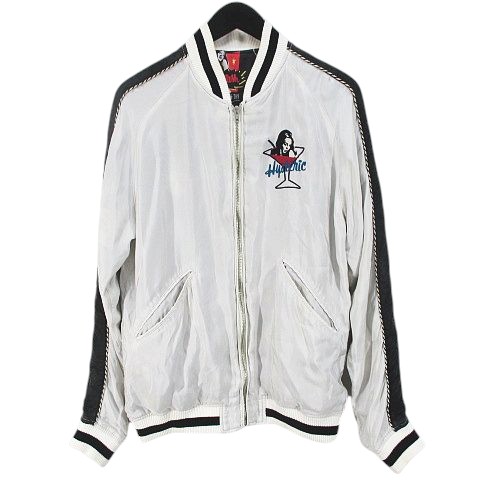 【中古】ヒステリックグラマー 0251AB07 リバーシブル スカジャン M ホワイト ジップアップ ヒスガール 刺繍 リブ