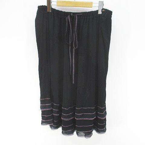 【中古】シャネル CHANEL 02P P19189V09106 B1965 膝丈 フレアスカート スカート ティアード 42 黒系 ブラック