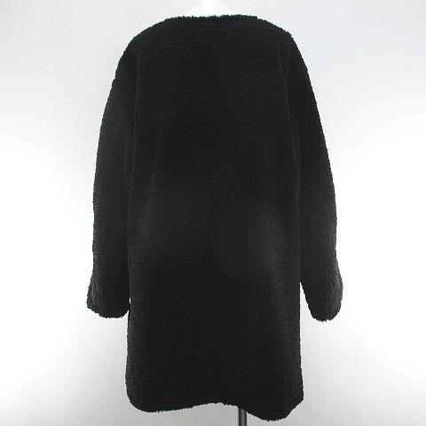 中古】インゲボルグ リバーシブル ボア ノーカラー コート ミドル丈 黒  