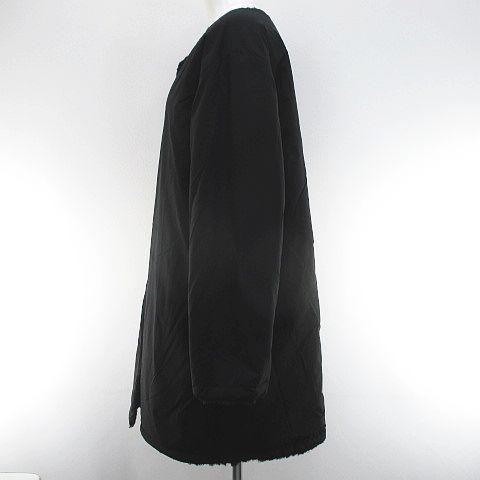 中古】インゲボルグ リバーシブル ボア ノーカラー コート ミドル丈 黒  