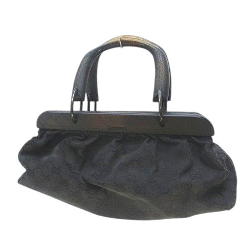 【中古】グッチ GUCCI 112688 ウッドハンドル バッグ GGキャンバス ブラック 黒系 イタリア製 レディース