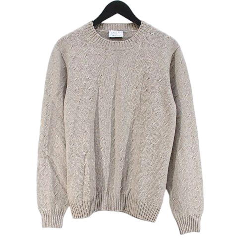 【中古】セッテフィーリ カシミア Settefili Cashmere 長袖 ニット セーター 48/S ベージュ リブ イタリア製 メンズ