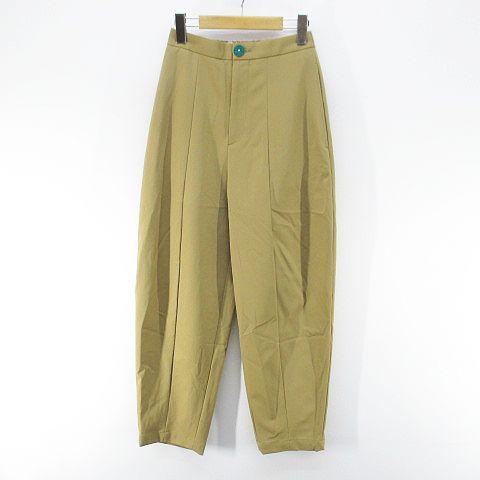 【中古】ナゴンスタンス nagonstans ロング丈 テーパードパンツ ジップフライ S ベージュ系 ストレッチ ポケット 無地