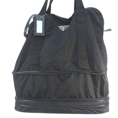 【中古】プラダ PRADA キャリーナイロンバック ボストンバッグ トラベル ブラック 黒系 イタリア製 メンズ レディース