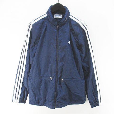 【中古】アディダスオリジナルス adidas originals ナイロンジャケット デサント ヴィンテージ 薄手 M 紺系 ネイビー