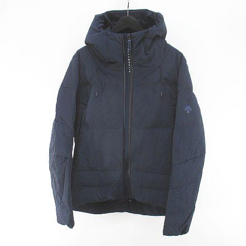 【中古】デサント DESCENTE 水沢ダウン ダウンジャケット M 紺系 ネイビー ジップアップ ロゴ 裏地 メンズ