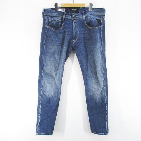 【中古】リプレイ REPLAY ANBASS デニムパンツ ジーンズ ジップフライ 36 紺 ネイビー インディゴ ストレッチ メンズ