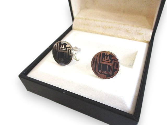 【中古】ダンヒル dunhill ラウンド ロゴ カフス カフリンクス シルバー925 12.1g メンズ