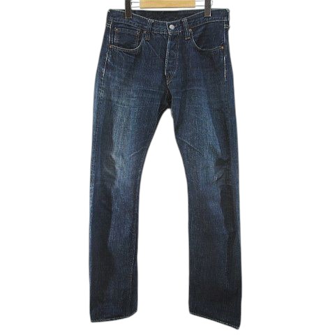 【中古】シュガーケーン SUGAR CANE 2009 ロング丈 デニムパンツ ジーンズ W31/L34 青系 ブルー ボタンフライ 加工