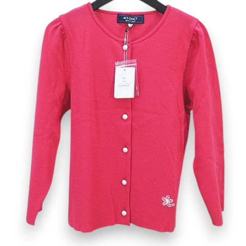 【中古】未使用品 エムズグレイシー M'S GRACY 長袖ニット カーディガン 38 ピンク系 ワンポイント 花柄 TZ-418318
