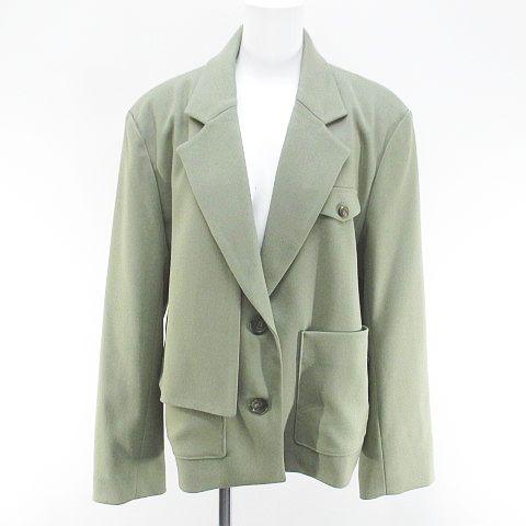 【中古】ソロヴ SOLOV セットアップ ジャケット ロング丈 テーパードパンツ ジップフライ 1 緑系 グリーン 裏地 無地