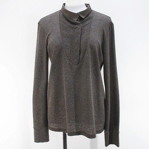 【中古】ブルネロクチネリ BRUNELLO CUCINELLI 長袖 ニット カットソー 茶系 切替 モニーレ ボールチェーン ボタン