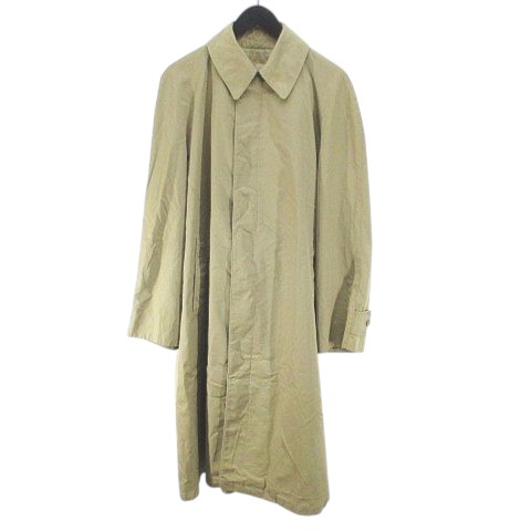 【中古】GRENFELL CLOTH グレンフェルクロス ヴィンテージ ステンカラーコート ロング丈 比翼 ベージュ系 イギリス製