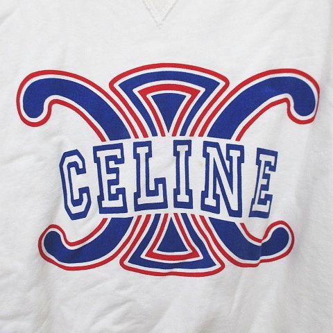 【中古】セリーヌ CELINE 2Y58A670Q トリオンフ プリント コットン ルーズ スウェット M 白系 ホワイト イタリア製_3