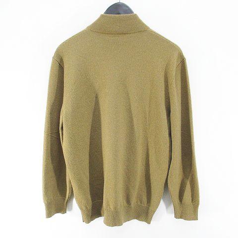 【中古】エルメス HERMES 花柄 フラワー 長袖 ニット セーター ハイネック ハーフジップ カシミヤ S ベージュ メンズ_1