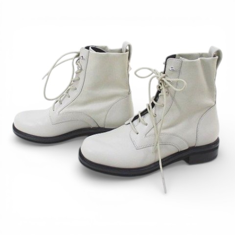 【中古】ラグ&amp;ボーン RAG&amp;BONE ショートブーツ レースアップ 36 アイボリー レザー レディース_1