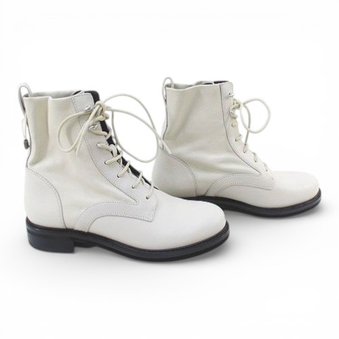 【中古】ラグ&amp;ボーン RAG&amp;BONE ショートブーツ レースアップ 36 アイボリー レザー レディース_2