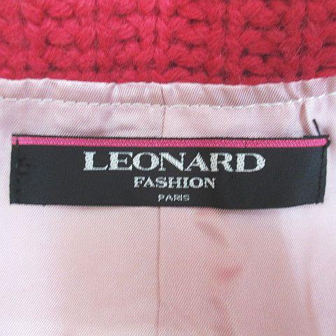 【中古】レオナール LEONARD ステンカラーコート コート カシミヤ混 9R ピンク系 日本製 毛 ウール アンゴラ 総柄_2