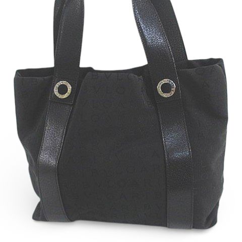 【中古】ブルガリ BVLGARI LAEUEG トートバッグ ロゴマニア シルバー金具 ブラック 黒系 キャンバス_3