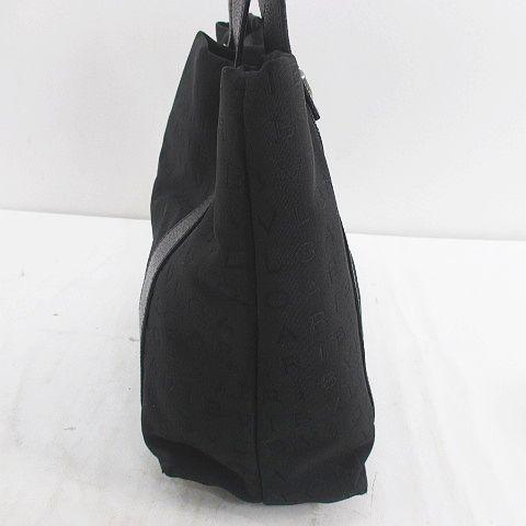 【中古】ブルガリ BVLGARI LAEUEG トートバッグ ロゴマニア シルバー金具 ブラック 黒系 キャンバス_4