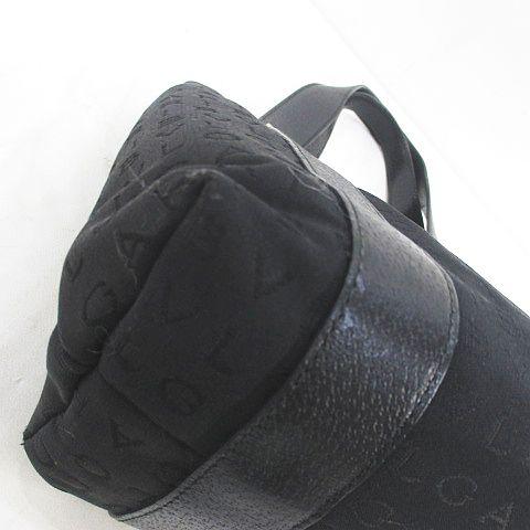 【中古】ブルガリ BVLGARI LAEUEG トートバッグ ロゴマニア シルバー金具 ブラック 黒系 キャンバス_6