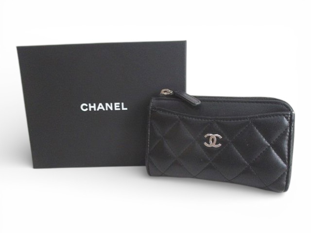 【中古】シャネル CHANEL カーフスキン ココマーク マトラッセ フラグメントケース L字ジップ コインケース 小銭入れ