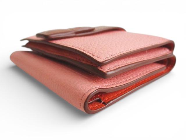 【中古】ロエベ LOEWE トライフォールド コンパクトウォレット ピンク レザー 三つ折り財布 レディース_2