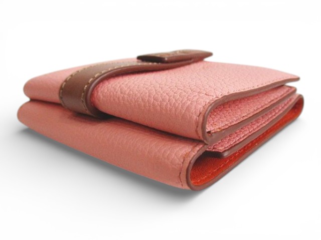 【中古】ロエベ LOEWE トライフォールド コンパクトウォレット ピンク レザー 三つ折り財布 レディース_3