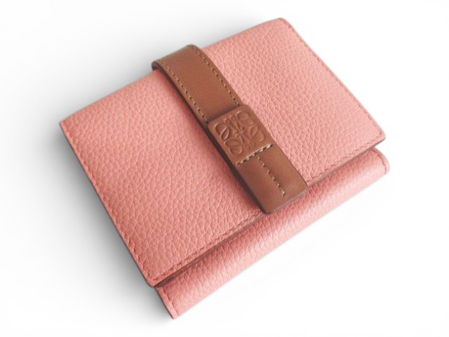 【中古】ロエベ LOEWE トライフォールド コンパクトウォレット ピンク レザー 三つ折り財布 レディース_4