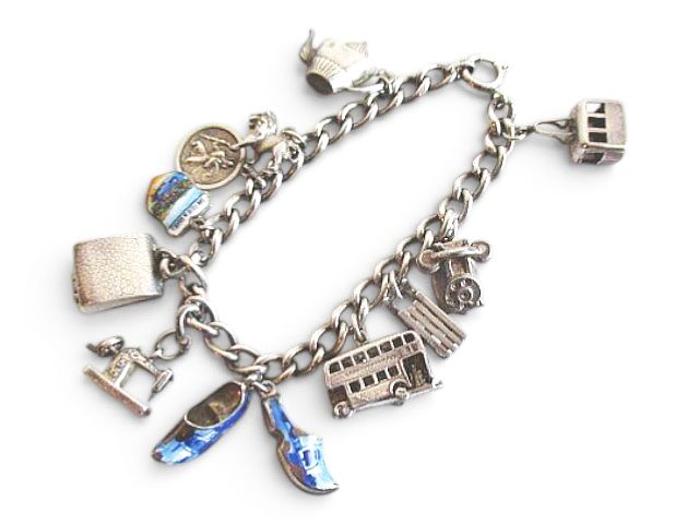【中古】ヴィンテージ シルバーチャームブレスレット 800 シルバー 40g アクセサリー レディース