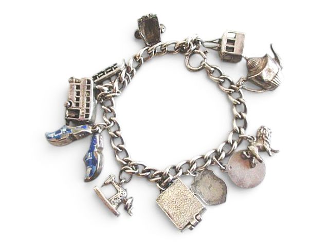 【中古】ヴィンテージ シルバーチャームブレスレット 800 シルバー 40g アクセサリー レディース_3