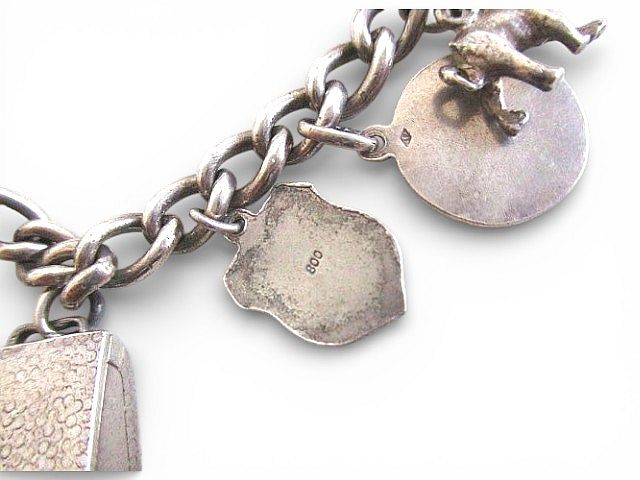 【中古】ヴィンテージ シルバーチャームブレスレット 800 シルバー 40g アクセサリー レディース_4