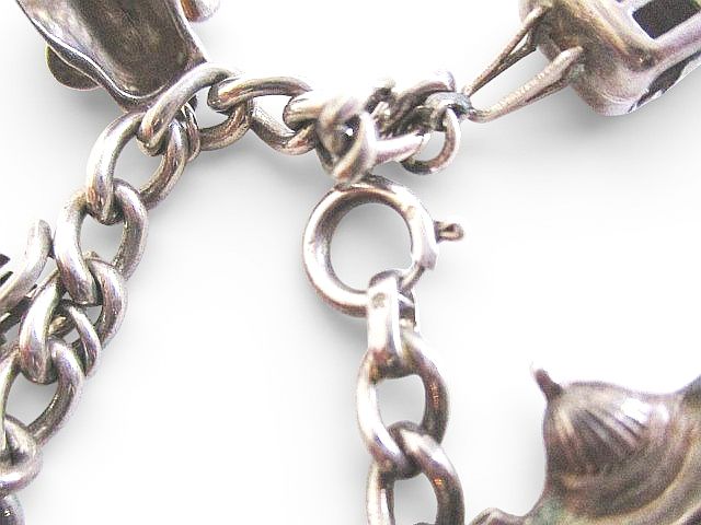 【中古】ヴィンテージ シルバーチャームブレスレット 800 シルバー 40g アクセサリー レディース_5