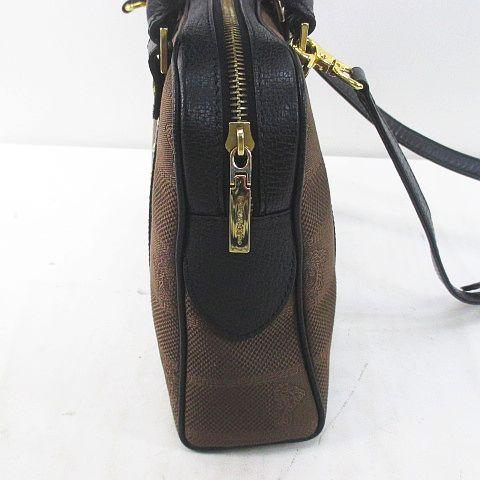 【中古】ヴェルサーチ ヴェルサーチェ VERSACE ハンドバッグ ショルダー 2WAY ジャガード織り スタッズ ブラウン_4