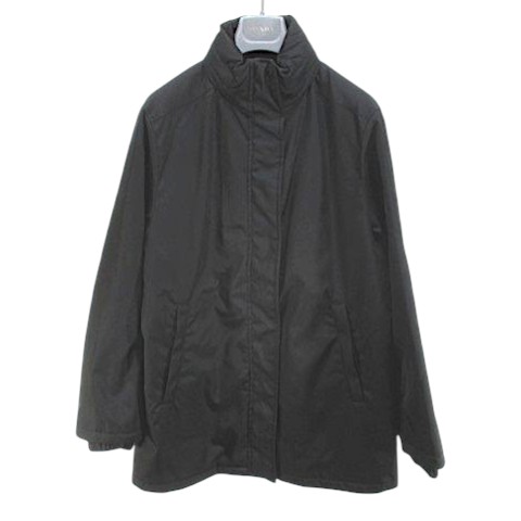 【中古】プラダ PRADA 2023 dna99s s231 1wq8 RE-NYLON ジャケット コート 中綿 ミドル丈 中綿 比翼 42 黒系 ブラック