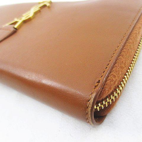 【中古】サンローラン パリ SAINT LAURENT PARIS ラウンドファスナー長財布 長財布 ゴールド金具 ブラウン レザー_4