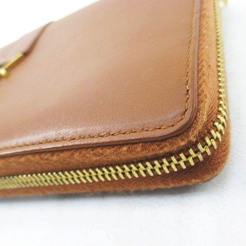 【中古】サンローラン パリ SAINT LAURENT PARIS ラウンドファスナー長財布 長財布 ゴールド金具 ブラウン レザー_5