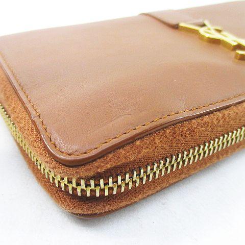 【中古】サンローラン パリ SAINT LAURENT PARIS ラウンドファスナー長財布 長財布 ゴールド金具 ブラウン レザー_6