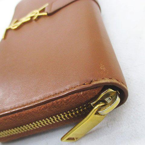 【中古】サンローラン パリ SAINT LAURENT PARIS ラウンドファスナー長財布 長財布 ゴールド金具 ブラウン レザー_7