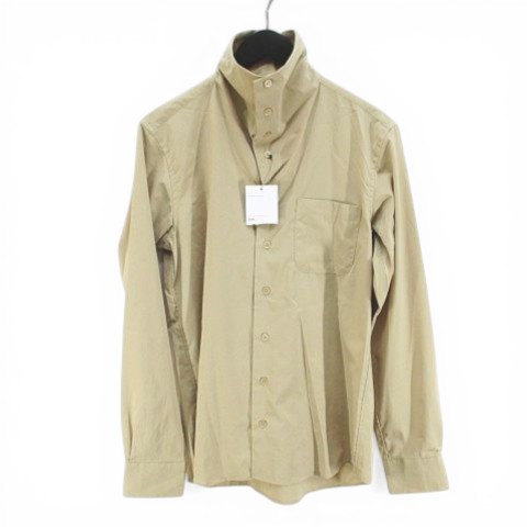 【中古】未使用品 ソフネット SOPHNET. SOPH-192034 HIGH NECK COLLAR SHIRT 長袖 シャツ S ベージュ系 日本製
