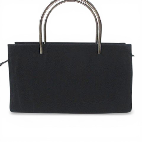 【中古】プラダ PRADA B7002 ハンドバッグ メタルハンドル 三角プレート テスートナイロン ネイビー 紺系_3