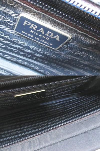 【中古】プラダ PRADA B7002 ハンドバッグ メタルハンドル 三角プレート テスートナイロン ネイビー 紺系_8