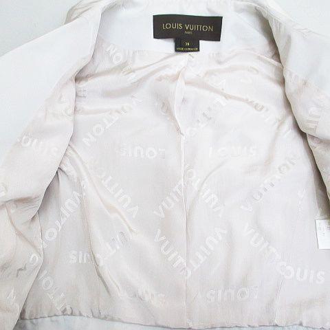 【中古】ルイヴィトン LOUIS VUITTON ジャケット 薄手 絹 シルク 38 白系 ホワイト フランス製 ステッチ スナップボタン 裏地 レディース_5