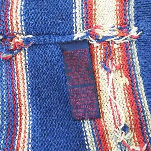 【中古】ラルフローレン RALPH LAUREN ヴィンテージ ニットベスト XS 青系ブルー ネイティブ柄 コンチョ レザーレース_4