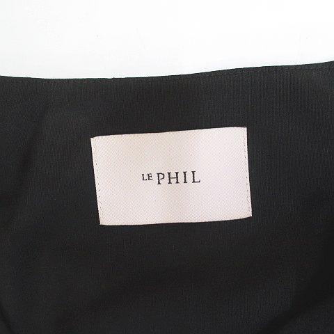 【中古】ル フィル LE PHIL サマーウール ベスト ジレ ロング丈 F ブラック 無地 ドットボタン ストレッチ 日本製_2