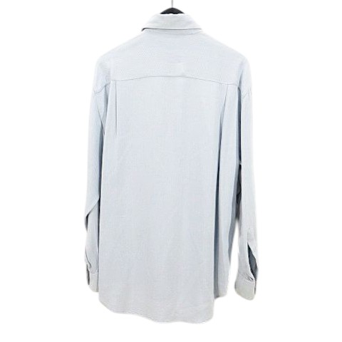 【中古】ジョルジオアルマーニ GIORGIO ARMANI 長袖 シャツ 40 青系 ブルー 隠しボタン 無地 ラウンドヘム イタリア製_1