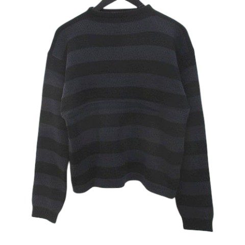 【中古】ジョルジオアルマーニ GIORGIO ARMANI ボーダー柄 長袖 カシミヤ ニット セーター 48 ブルー ボトルネック