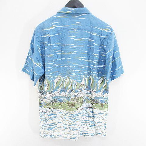 【中古】パタゴニア Patagonia パタロハ pataloha 風景柄 半袖 アロハシャツ S 水色 ライトブルー 胸ポケット メンズ_1