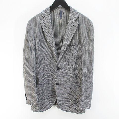 【中古】モンテドーロ MONTEDORO テーラード ジャケット 背抜き 50 灰系 グレー 裏地 総柄 メンズ