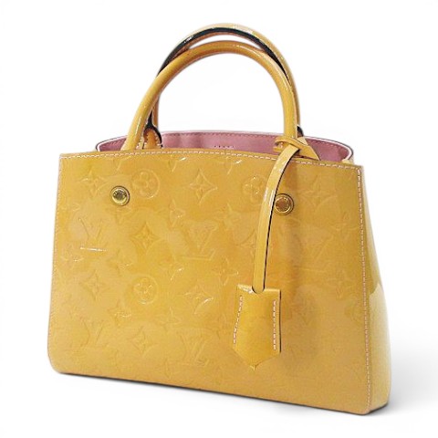 【中古】ルイヴィトン LOUIS VUITTON モノグラム ヴェルニ M50169 モンテーニュBB トートバッグ  ベージュ